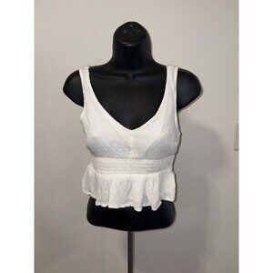 Hollister Cropped Top Blouse Junior Womens Size Small S White